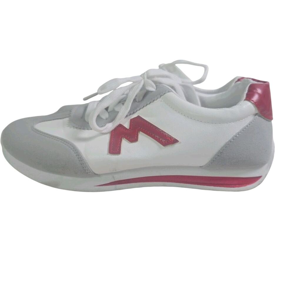 Sneakers Embroidered M Tennis Shoes Womens 9 Cushioned White Gray Red